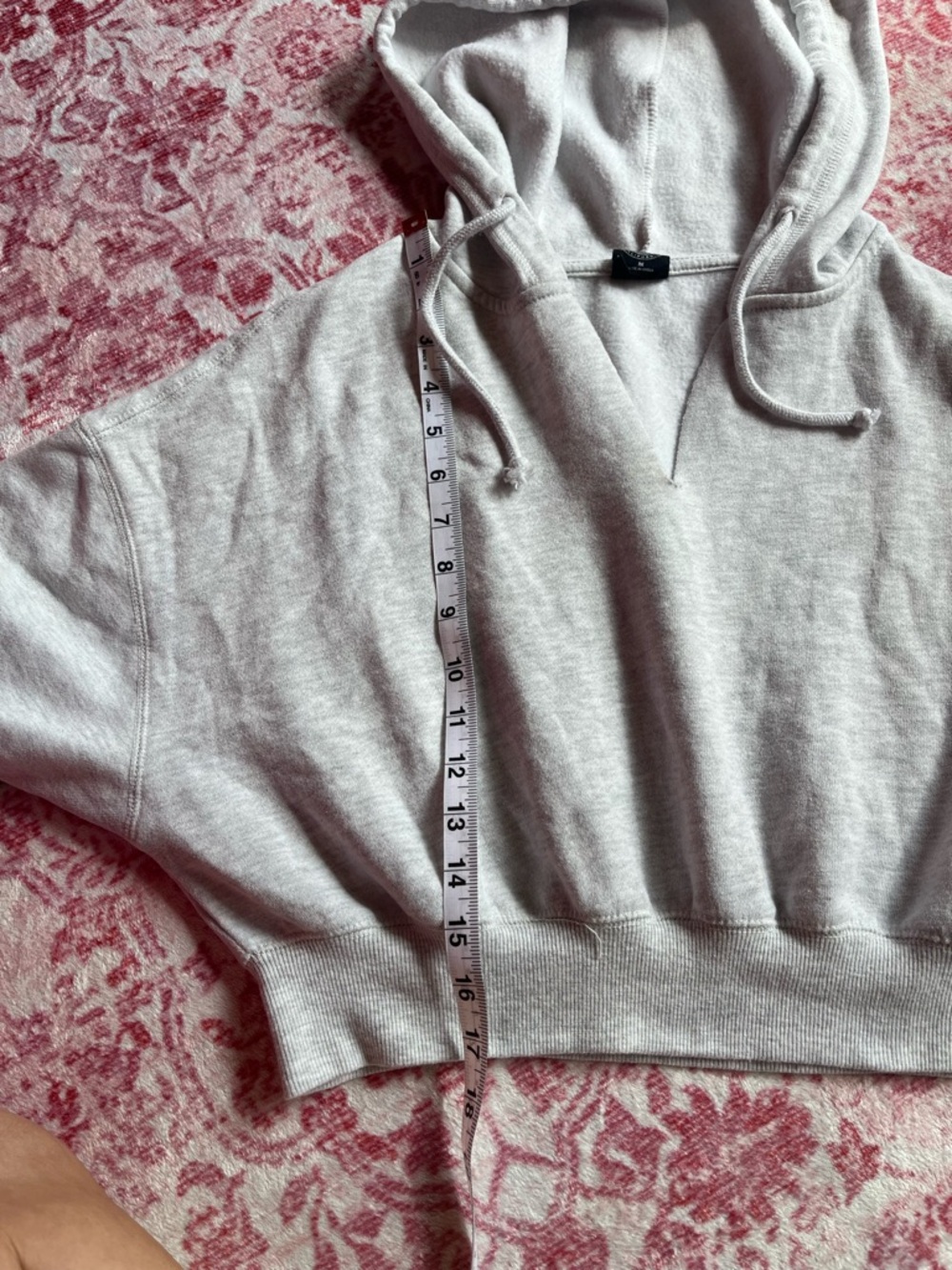 PacSun Light Gray Cropped V-Neck Hoodie - Picture 5 of 7
